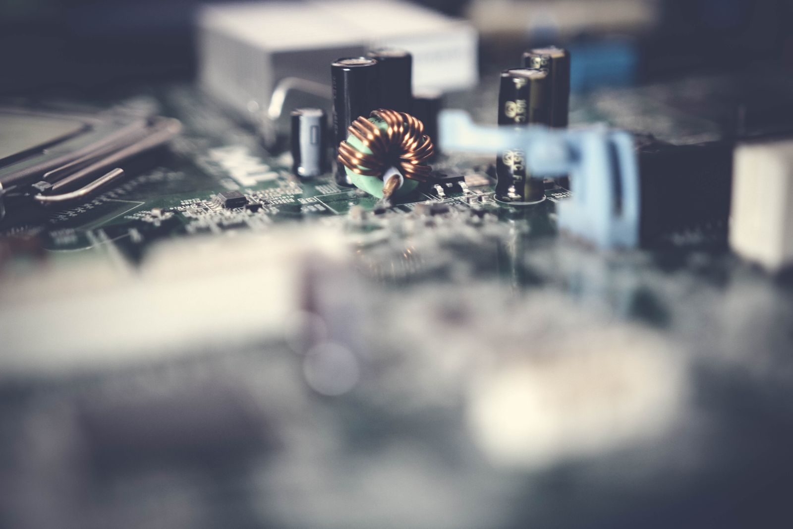 Detail of chips and traces on a circuit board