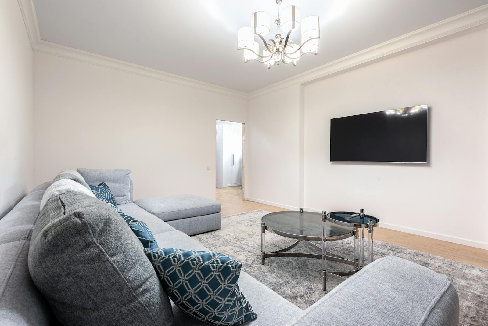 A normal living room with conventional lighting